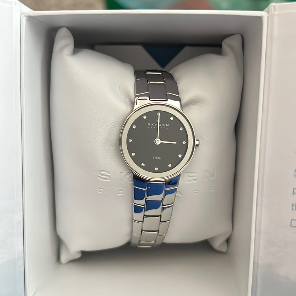 Skagen Ladies Watch. Black dial, quartz movement